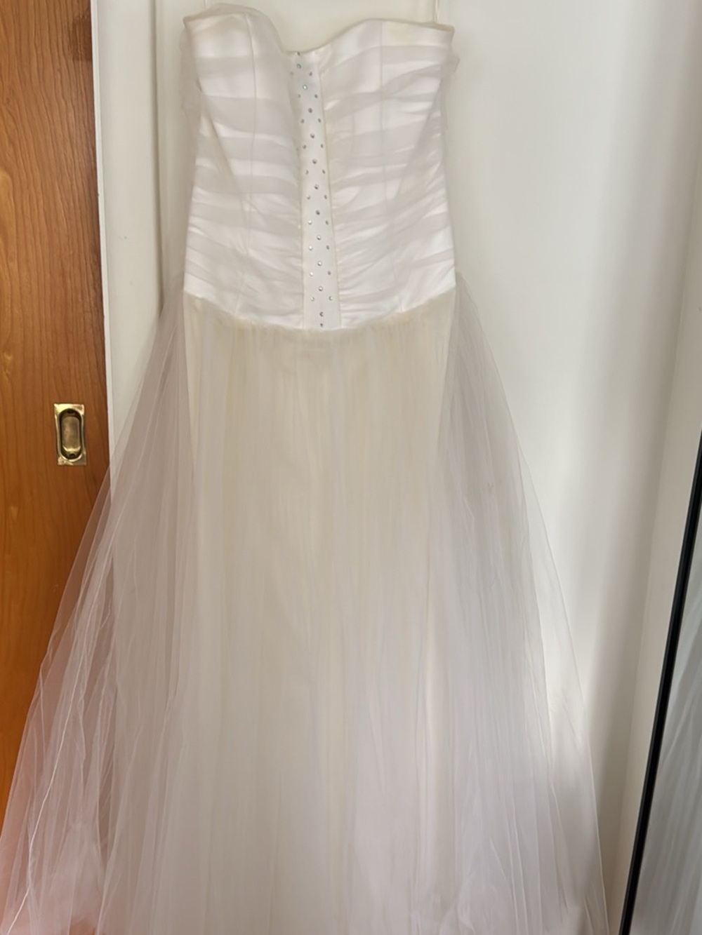 Strapless White Tulle Dress with Rhinestone Detail